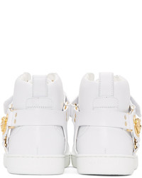 Baskets montantes en cuir blanches Versace