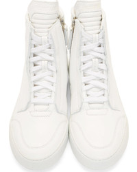 Baskets montantes en cuir blanches Helmut Lang