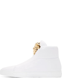 Baskets montantes en cuir blanches Versace