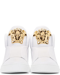 Baskets montantes en cuir blanches Versace