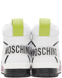 Baskets montantes en cuir blanches Moschino