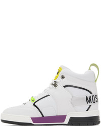 Baskets montantes en cuir blanches Moschino