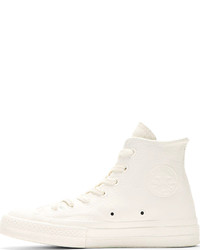 Baskets montantes en cuir blanches Converse