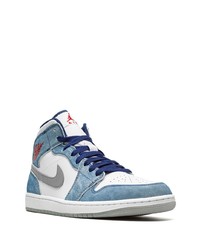 Baskets montantes en cuir bleu clair Jordan