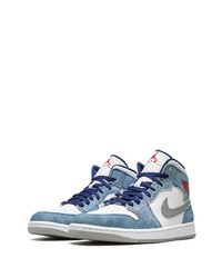 Baskets montantes en cuir bleu clair Jordan