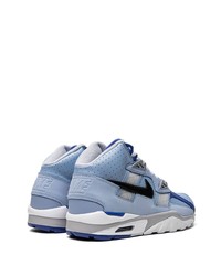 Baskets montantes en cuir bleu clair Nike