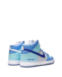 Baskets montantes en cuir bleu clair Nike