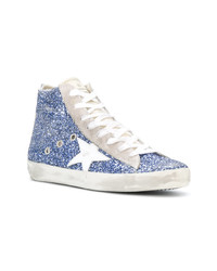 Baskets montantes en cuir bleu clair Golden Goose Deluxe Brand