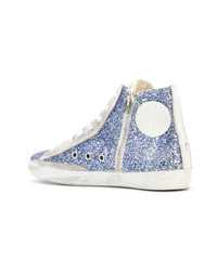 Baskets montantes en cuir bleu clair Golden Goose Deluxe Brand