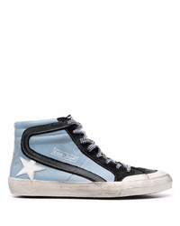 Baskets montantes en cuir bleu clair Golden Goose