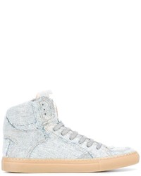 Baskets montantes en cuir bleu clair MM6 MAISON MARGIELA