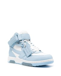 Baskets montantes en cuir bleu clair Off-White