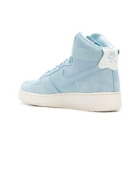 Baskets montantes en cuir bleu clair Nike