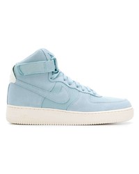 Baskets montantes en cuir bleu clair Nike