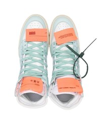 Baskets montantes en cuir bleu clair Off-White