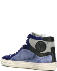 Baskets montantes en cuir bleu marine Golden Goose Deluxe Brand