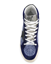 Baskets montantes en cuir bleu marine Golden Goose Deluxe Brand