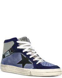 Baskets montantes en cuir bleu marine Golden Goose Deluxe Brand