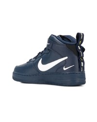 Baskets montantes en cuir bleu marine Nike