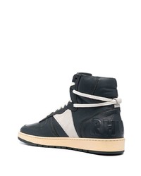 Baskets montantes en cuir bleu marine Rhude