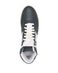 Baskets montantes en cuir bleu marine Rhude