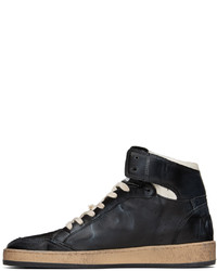 Baskets montantes en cuir bleu marine Golden Goose