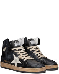 Baskets montantes en cuir bleu marine Golden Goose