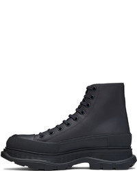 Baskets montantes en cuir bleu marine Alexander McQueen