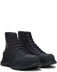 Baskets montantes en cuir bleu marine Alexander McQueen