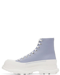 Baskets montantes en cuir bleu marine Alexander McQueen