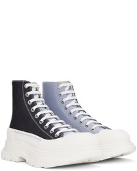 Baskets montantes en cuir bleu marine Alexander McQueen