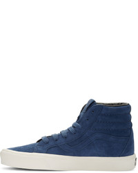 Baskets montantes en cuir bleu marine Vans