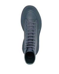 Baskets montantes en cuir bleu marine Alexander McQueen