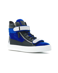 Baskets montantes en cuir bleu marine Giuseppe Zanotti Design