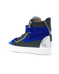 Baskets montantes en cuir bleu marine Giuseppe Zanotti Design