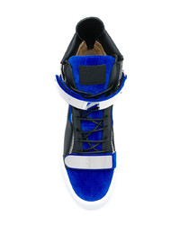 Baskets montantes en cuir bleu marine Giuseppe Zanotti Design