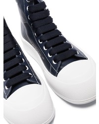 Baskets montantes en cuir bleu marine Alexander McQueen