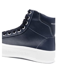 Baskets montantes en cuir bleu marine Alexander McQueen