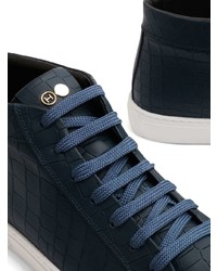 Baskets montantes en cuir bleu marine Hide&Jack