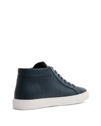 Baskets montantes en cuir bleu marine Hide&Jack