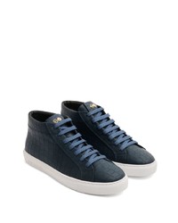 Baskets montantes en cuir bleu marine Hide&Jack