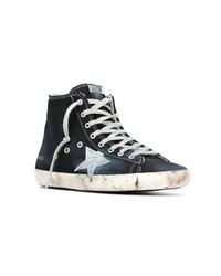 Baskets montantes en cuir bleu marine Golden Goose Deluxe Brand