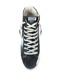 Baskets montantes en cuir bleu marine Golden Goose Deluxe Brand