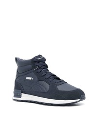 Baskets montantes en cuir bleu marine Puma