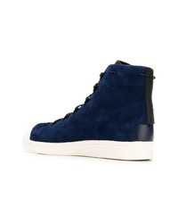 Baskets montantes en cuir bleu marine Y-3