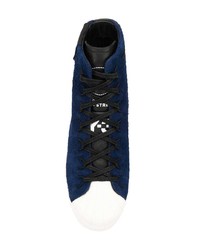 Baskets montantes en cuir bleu marine Y-3