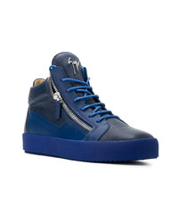 Baskets montantes en cuir bleu marine Giuseppe Zanotti Design