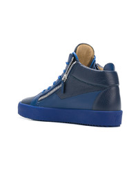 Baskets montantes en cuir bleu marine Giuseppe Zanotti Design