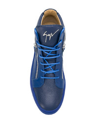 Baskets montantes en cuir bleu marine Giuseppe Zanotti Design