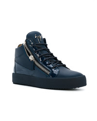 Baskets montantes en cuir bleu marine Giuseppe Zanotti Design